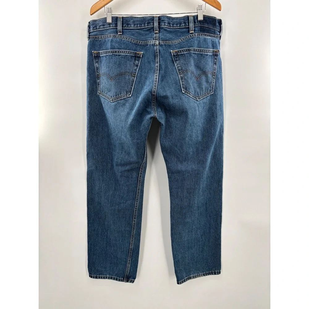 Levis 505 Mens 38x32 Jeans Loose Fit Light Distress Indigo Blue Grunge /Skate